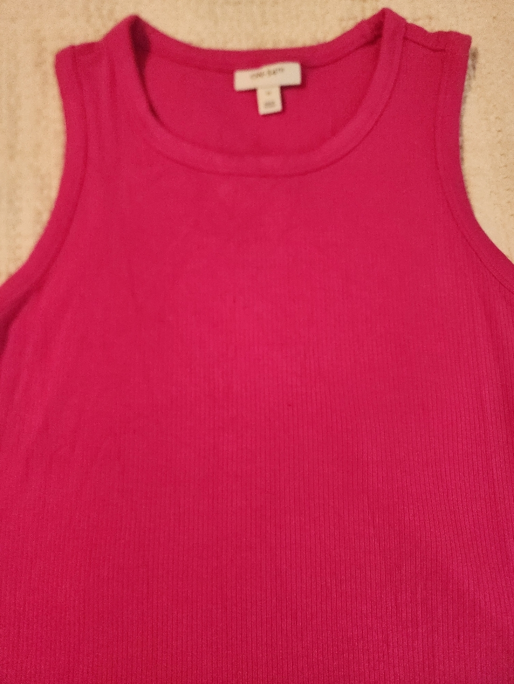 On 34th Women's Pink Ribbed Tank Top Hot Pink 1X Barbiecore Colorful Fuschia